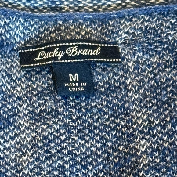 Lucky Brand Blue and Tan open front Longline cardigan sweater size medium - Picture 5 of 11